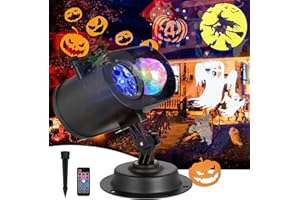 BLUEHRESY Halloween Christmas Projector Lights Outdoor, 15 Colors Ocean Wave and 12 Slides Patterns Halloween Christmas Decorations Holiday Projectors LED Waterproof Lights for Outside House Window Wall Decor