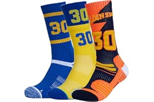 Hurriman Basketball Fan Socks for Men Boys, 3 Pairs Elite Basketball Team Number Sports Star Crew Socks for Youth Kids Adult