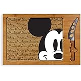 TOSCANA - a Picnic Time brand Disney/Pixar Icon 3-Piece Glass Top Cutting Board & Knife Set, 15.4 x 10.04 x 0.8, Mickey Mouse