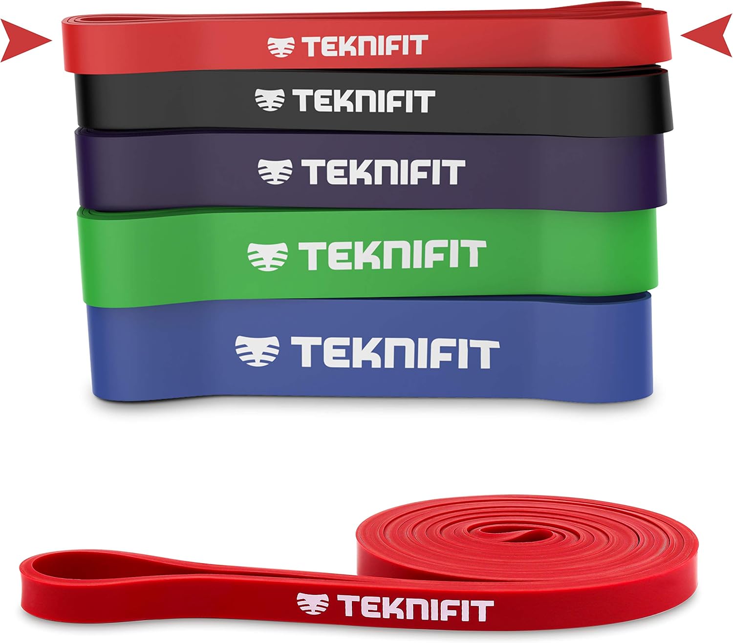 Teknifit Single Red Power Resistance Band Full Body Workout and