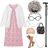 EBYTOP 2023 Old Lady Costume for Kids Granny Dress Halloween Accessories for Girl
