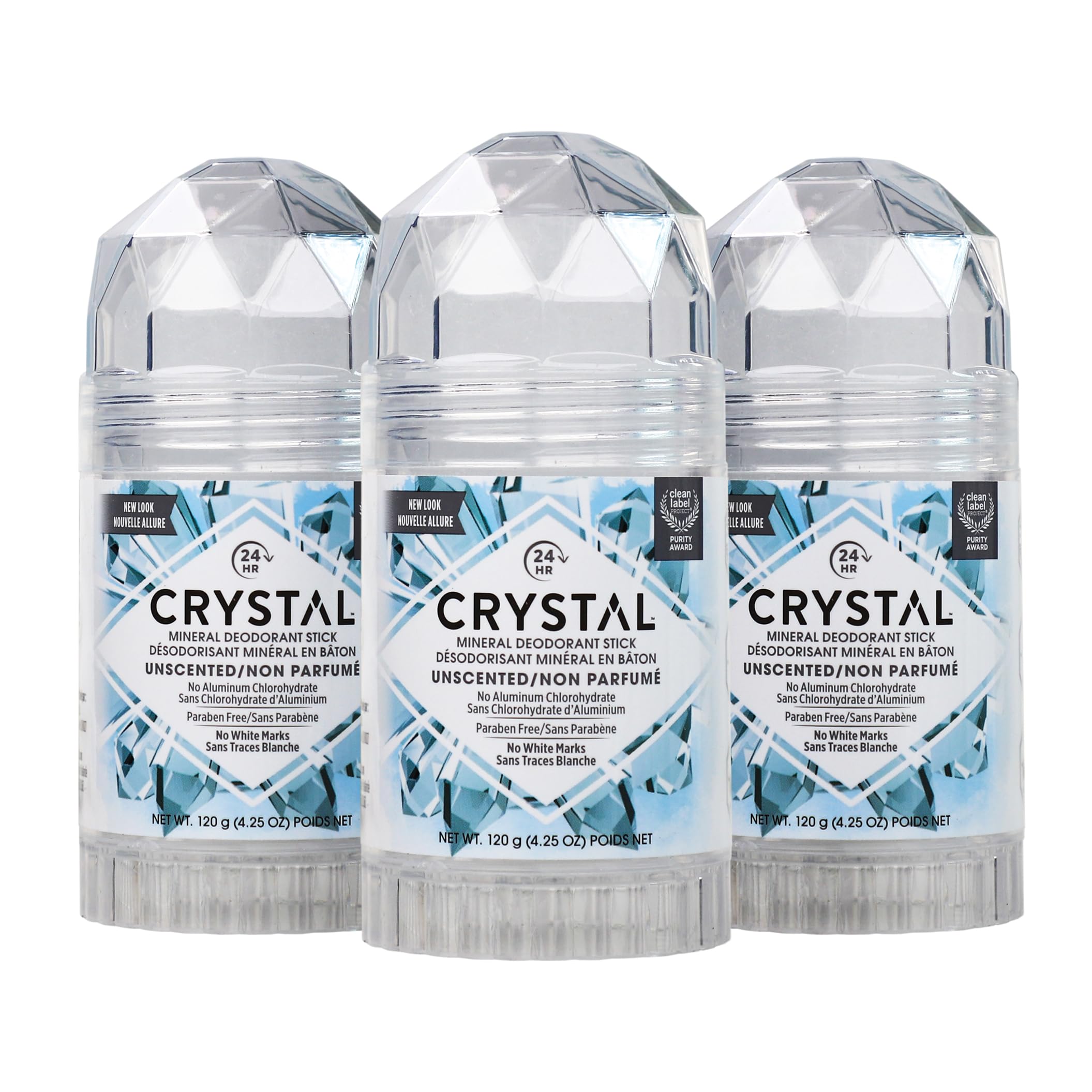 Crystal Mineral Deodorant Stick, Unscented 4.25 oz (Pack of 3)