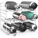 Simple Houseware Water Bottle and Travel Mug Cabinet Adjustable Storage Rack Organizer, White
