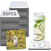 50 PCS Sublimation Coasters Blanks Bulk, 4x4 Inch Square Blank Cup Mat Rubber for Sublimation Transfer Heat Press Printing DIY Crafts