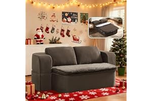 Saiveina 74.8" Convertible Futon Sofa Bed, Compression Loveseat Sleeper, Foldable Sleeper Sofa with Armrest and Pillows for Living Room, Apartment, Dorm, Dark Brown