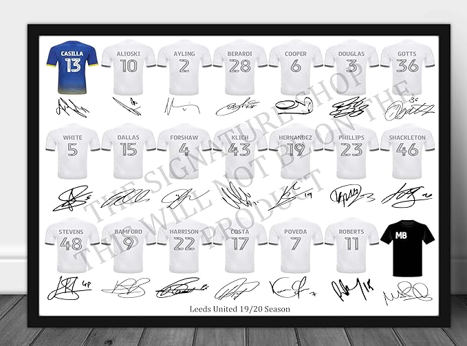 Leeds United Full Squad Team Signed Printed, Autographs A4 Photo Print