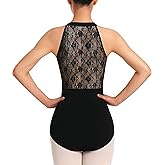Tegmk Women's Halter Neck Dance Leotard for Ballet Top Dancewear, Keyhole Back, Chest lining