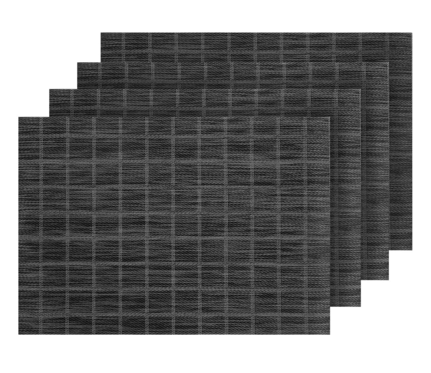 Deconovo PVC Washable Dinner Table Mats for Toddlers Black Set of 4