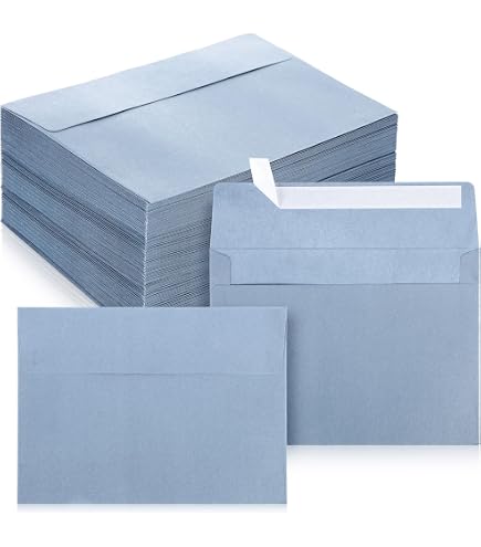 Jutom 250-Pack A7 V-Flap Envelopes, Dusty Blue, 5x7 Inch Self-Adhesive Invitation Envelopes For Weddings, Parties & Greeting Cards - View #6