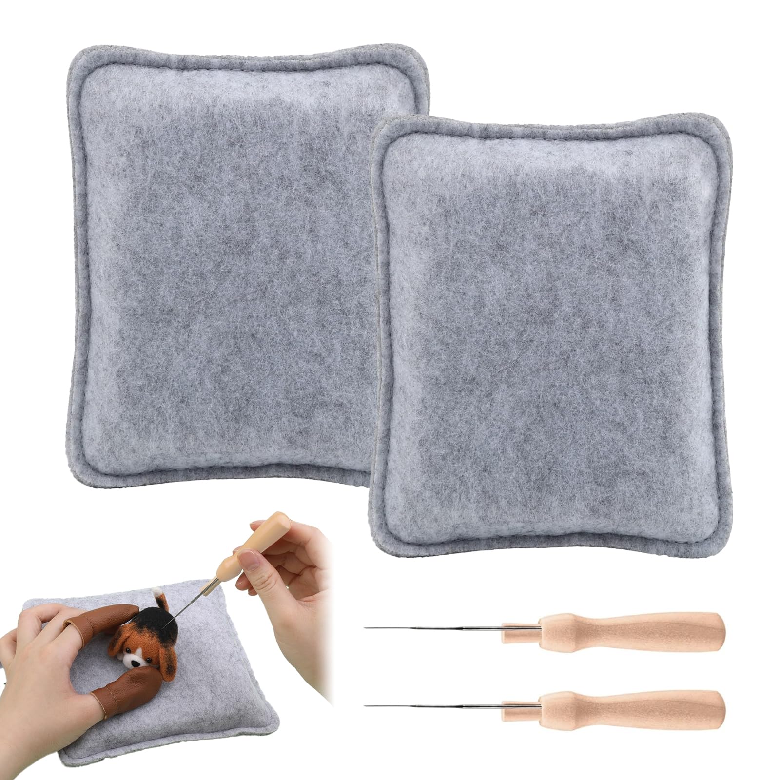 SXCCNW Needle Felting Kit, 2 Pack with 2 Pads & 2 Needles – The Essential Starter Kit for Wool Sculpting and DIY Craft