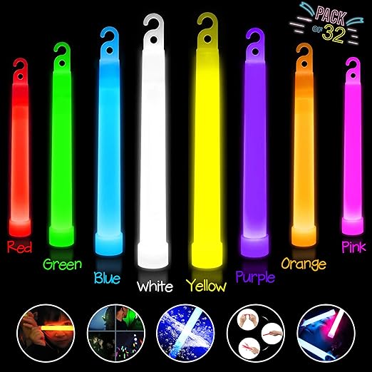 Glow Sticks for Kids Large Party Packs Ultra Bright 32 Mega Pack Sticks in 8 Colours for