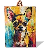 Plistiz Chihuahua Throw Blanket 50x60, Dog Theme Blankets for Living Room Decor, Soft Flannel Chihuahua Gifts for Women