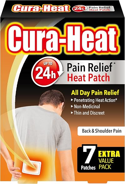 Cura-Heat Back and Shoulder Pain Patch 7 Patches Targeted Relief 24h
