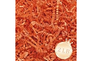 Zankubom 2 LB Orange Crinkle Cut Paper Shred Filler Great for Gift Wrapping, Orange Basket Fillers, Birthday, Gift Wrapping, Anniversary, Halloween Christmas Party Decor Filling Supplies