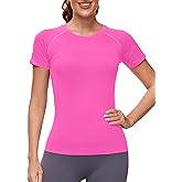 MathCat Seamless Workout Tops for Women, Compression Shirt Women Short Sleeve Shirts Athletic Running Gym Yoga Breathable