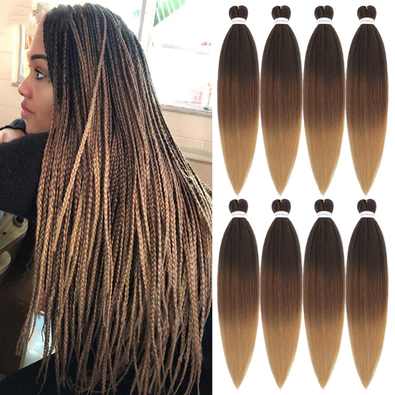 Pre-stretched Braiding Hair Professional Easy Crochet Braid Hair 26 Inch 8 Packs Hot Water Setting Soft Synthetic Braiding Hair Extension for Twist Senegalese Crochet Hair (26 inch, 1B/30/27) โ image 1
