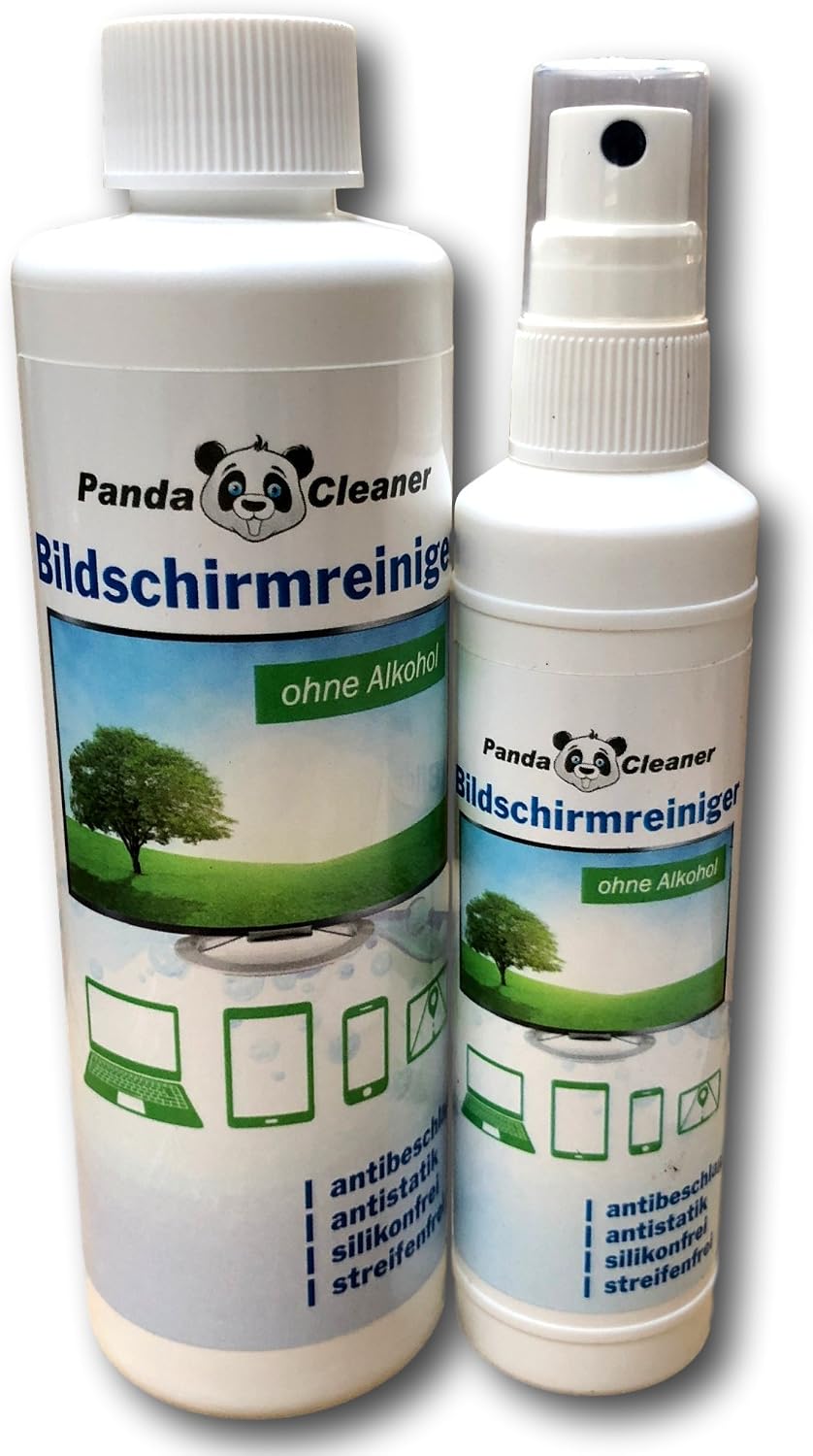Screen Cleaner Spray Kit without alcohol 100ml Spray Bottle + 250ml Refill Bottle with 2x Microfibre Cloths 15x18 cm 30x40 cm - Image 5
