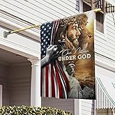 FLAGWIX Christian Patriot American Flags - Decorations For Home, Outside, House Flag 30x40 Decoration, Jesus Lion Double Sided Heavy Duty Canvas Indoor Outdoor Flags
