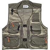 Rizanee Men Mesh Breathable Multi-Pocket Vest Outdoor Travelers Fly Fishing Photography
