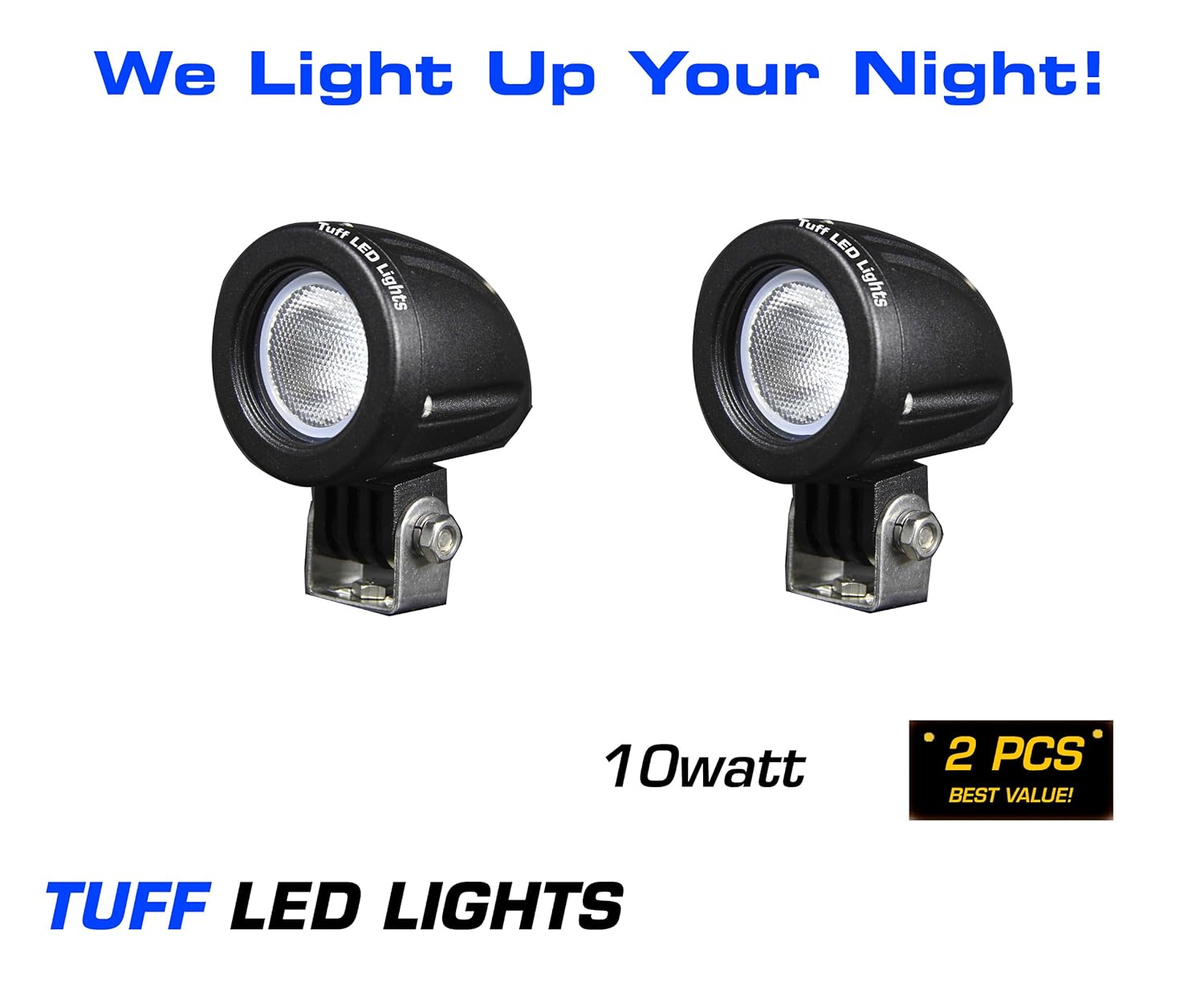 Amazon.com: Tuff LED Lights 2 Pack of 2" Inch Round 10 Watt Tuff Cree LED  Work Light 950 Lumens - Atv, Utv, Off Road Jeep 4x4 Polaris Razor, Yamaha  Rhino, ...