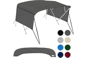 KNOX Universal 4 Bow Bimini Tops for Boats with Sidewalls, 600D Marine Canvas, Sun Shade Boat Canopy Kit, Bimini Top Hardware