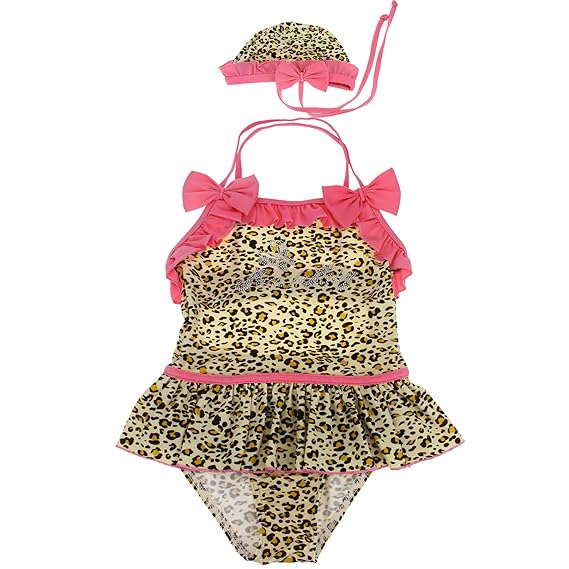 Comfy touch materail cap yellow leopard girl infant one piece
