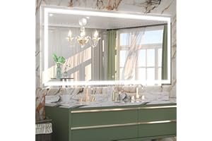 Keonjinn 72 x 36 Inch LED Bathroom Mirror with Lights, Large Wall Mounted Vanity Mirror, UL Listed LED Driver, HD Tempered Glass, Easy Installation, Anti-Fog, Memory Dimmable 6000K, CRI 90+