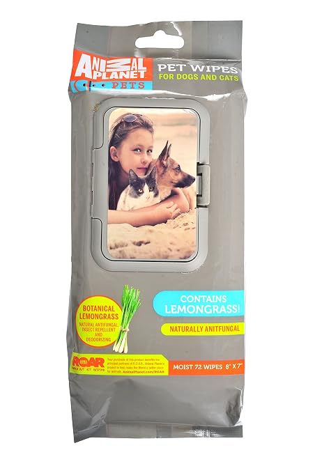 Animal Planet 24002 All Natural Lemongrass Pet Wipes 8 X 7 - 