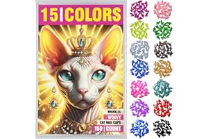 WQGVY 15 Colors | 150 pcs Cat Nail Caps | Cat Claw Covers Tips with Adhesives and Applicators (L)