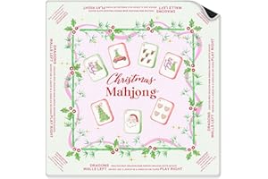 VIIJJUE Chinoiserie Christmas Mahjong Mat Gifts31.5 x 31.5 in, Pink Green Christmas Mahjong Mat for Table, Non-Slip Noise Reduction Game Table Cover for Card Poker Dominoes Dice Board Games