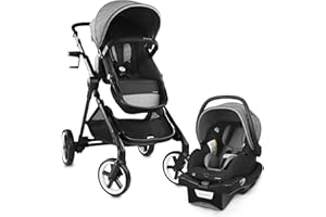 Evenflo Gold Pivot Xpand Smart Modular Travel System LiteMax Infant Car Seat (Moonstone Gray)