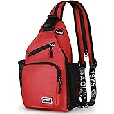 Geestock Convertible Sling Bag for Women Men, 12.6" Mini Sling Backpack Purse with Headphone Hole Fit 7.9" Tablet, Lightweight Casual Crossbody Chest Daypack for Travel, Hiking & Commute, Red