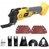Oscillating Tool Compatible with De-Walt 20V Battery(Tools Only),16 Pcs Brushless Multi-Tool Kit with Anti-vibration,6 Variable Speed,for Scraping,Sanding,Cutting