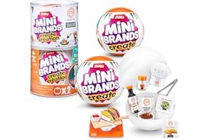 Mini Brands Create MasterChef Series 2 by ZURU (2 Pack) – Real Mini Dishes with Ingredients, UV LED Tool & Recipe Card | DIY Toy Capsule Non-Edible Collectible for Kids, Teens, and Adults.
