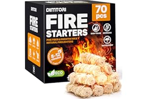 DIMTORI 70 pcs Fire Starter - Natural Fire Starters for Campfires, Fire Pit, Pizza Oven, Fireplace, Smoker, BBQ, Pellet Stove & Wood - Fire Starters for Grill, Charcoal Starter