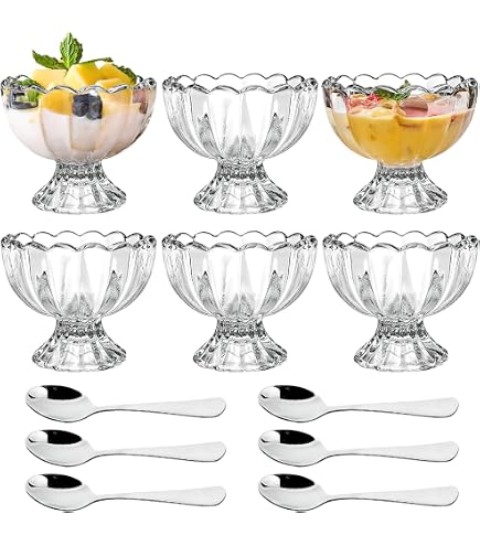 Cisolen Lot De 6 Bols à Dessert Fleur De Cerisier Rose – Verre Cristal 8,5 Cm, Mini Bowls Pour Glace, Snacks, Apéro, Sauce