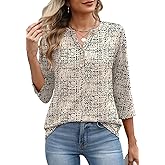 XIEERDUO 3/4 Length Sleeve Womens Tops Fashion Clothing V Neck T Shirts Dressy Blouses Business Casual Outfits Tunic Tops