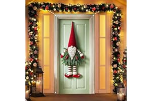 BlissYard Christmas Door Cover 71x35 Inch Red Hat Gnome Door Banner, Merry Christmas Winter Porch Sign for Front Door, Farmhouse Christmas Entry Decor Indoor Outdoor Holiday Hanging Cover