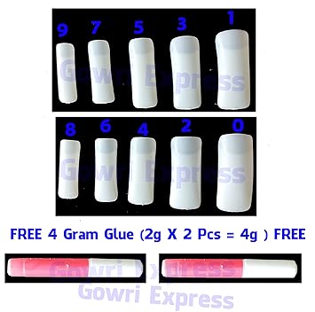 Gowri Express 100 Pc Fake Nails Nail Art False French Acrylic Artificial Decoration FREE 2G gum FREE Rs- 100 Worth 2 Gram Nail Glue (GUM)