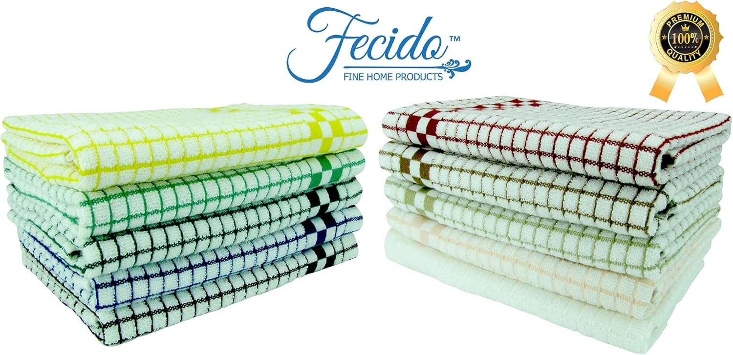 Fecido Classic Kitchen Tea Towels, Heavy Duty, Super Absorbent, 100% Cotton, Professional Grade Dish Cloths - Image 3