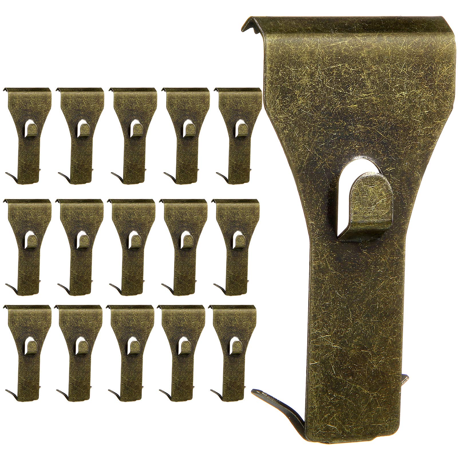 Ripeng Brick Wall Clips for Hanging Outdoors - Metal Hooks Picture Hangers Fit 2-1/4 to 2-3/8 inch Wall Siding - No Drilling for Outside Home Decor (Bronze, 16 Pieces)