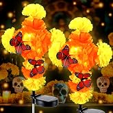 2 Pack Dia De Los Muertos Decoration Outdoor, Cemetery Solar Marigold Cross | 12x16 in Altar De Muertos, Light up Ofrenda Altar Decor, Day of The Dead Decor, Marigold Cross for Dotd Diwali Celebrations
