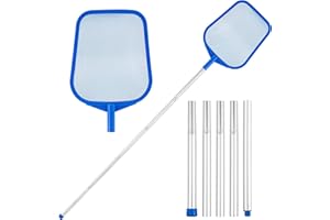 LEVOTIYER Pool Net - Pool Skimmer Net with 5 Section Detachable Poles, 22.2''- 59.1'', Skimmer Net with Fine Mesh Net, Pool Leaf Net
