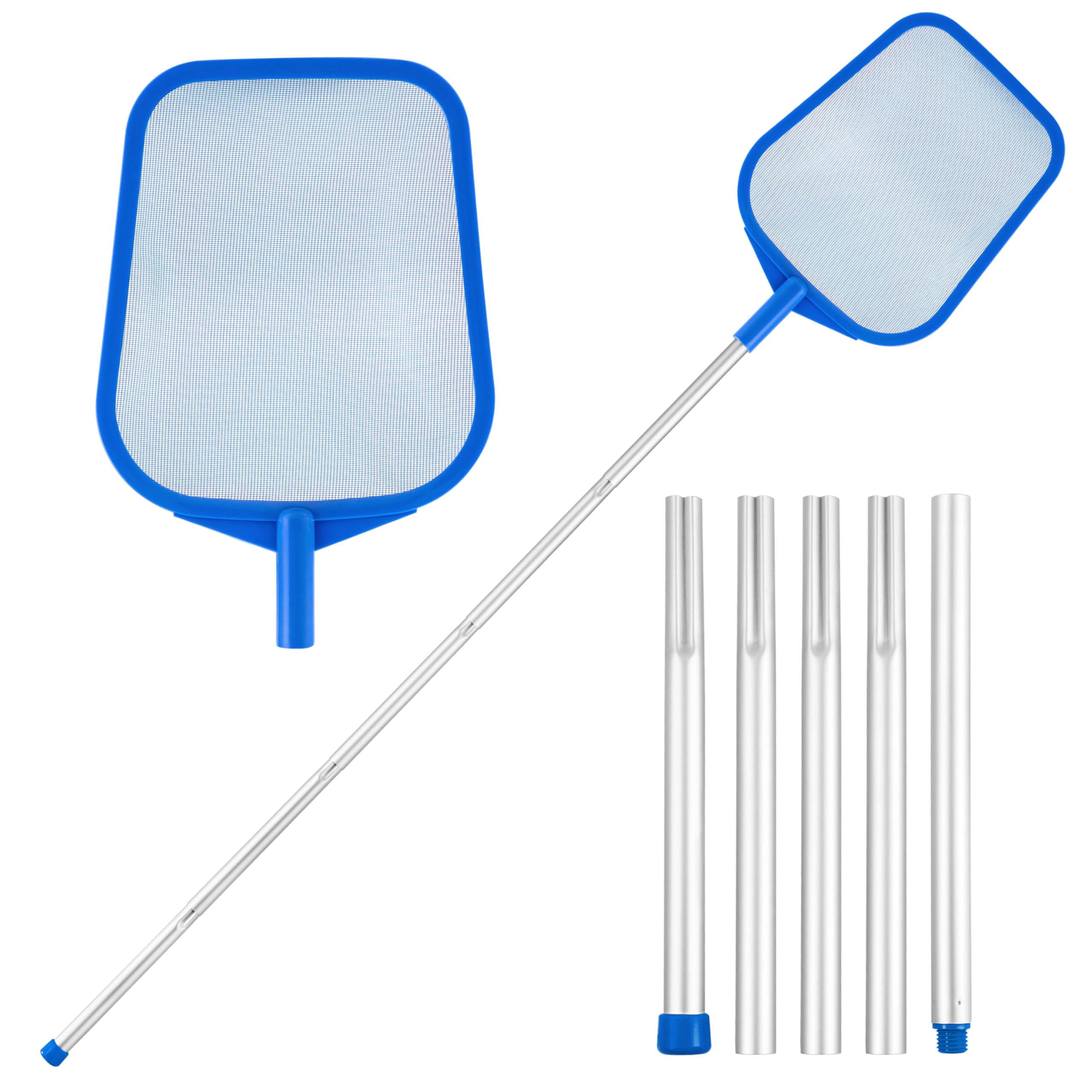 Photo 1 of LEVOTIYER Pool Net - Pool Skimmer Net with 5 Section Detachable Poles, 22.2''- 59.1'', Skimmer Net with Fine Mesh Net, Pool Leaf Net