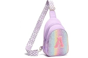 I IHAYNER Small Initial Sling Bag for Girls Fashion Waist Pack for Women Cute Crossbody Fanny Pack Personalized Girl Gifts (Purple-A）