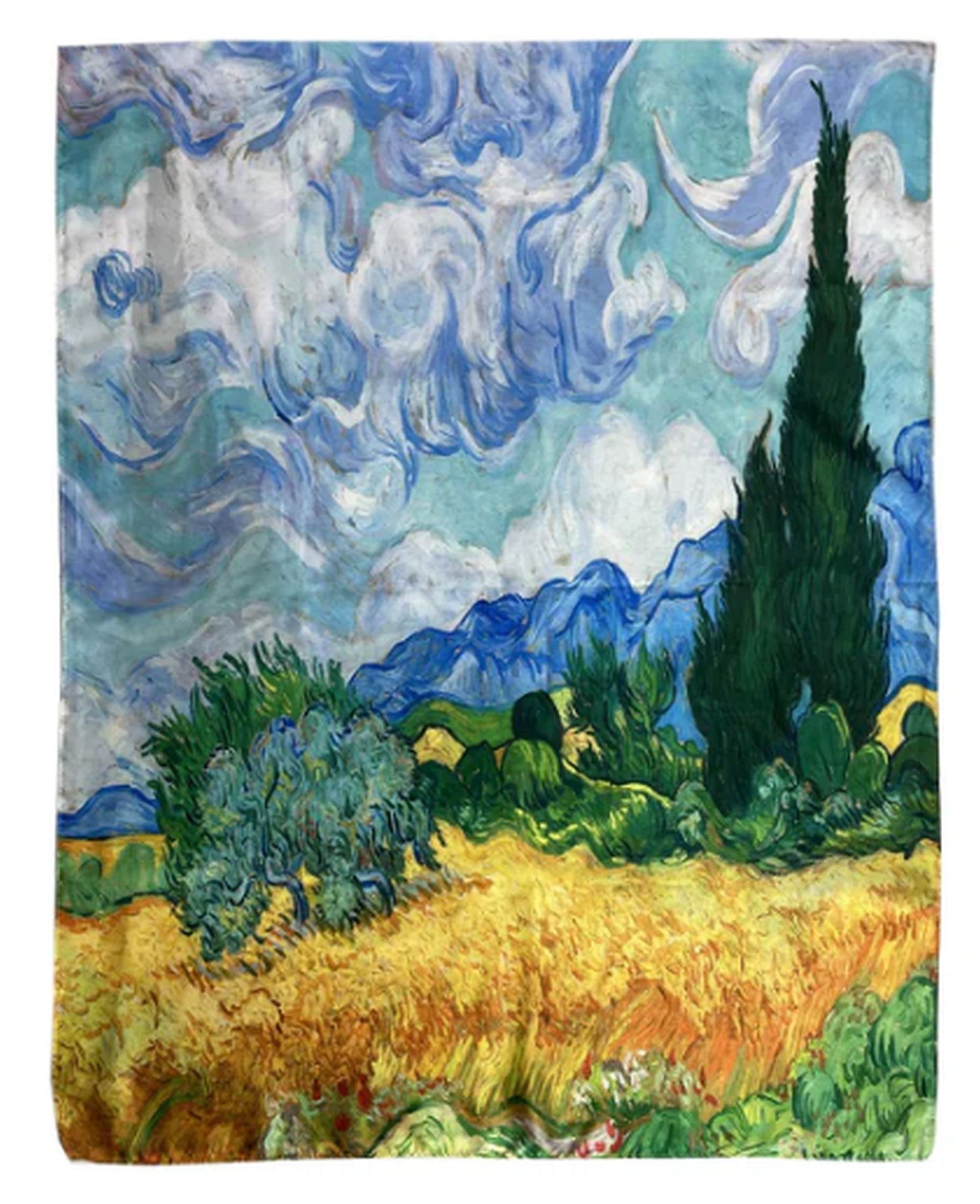 GFM® Silk Blend Painting Based Summer Scarf (Van Gogh-Wheat Field with Cypresses) (SA-FS-VSLK-SC-5022-A)