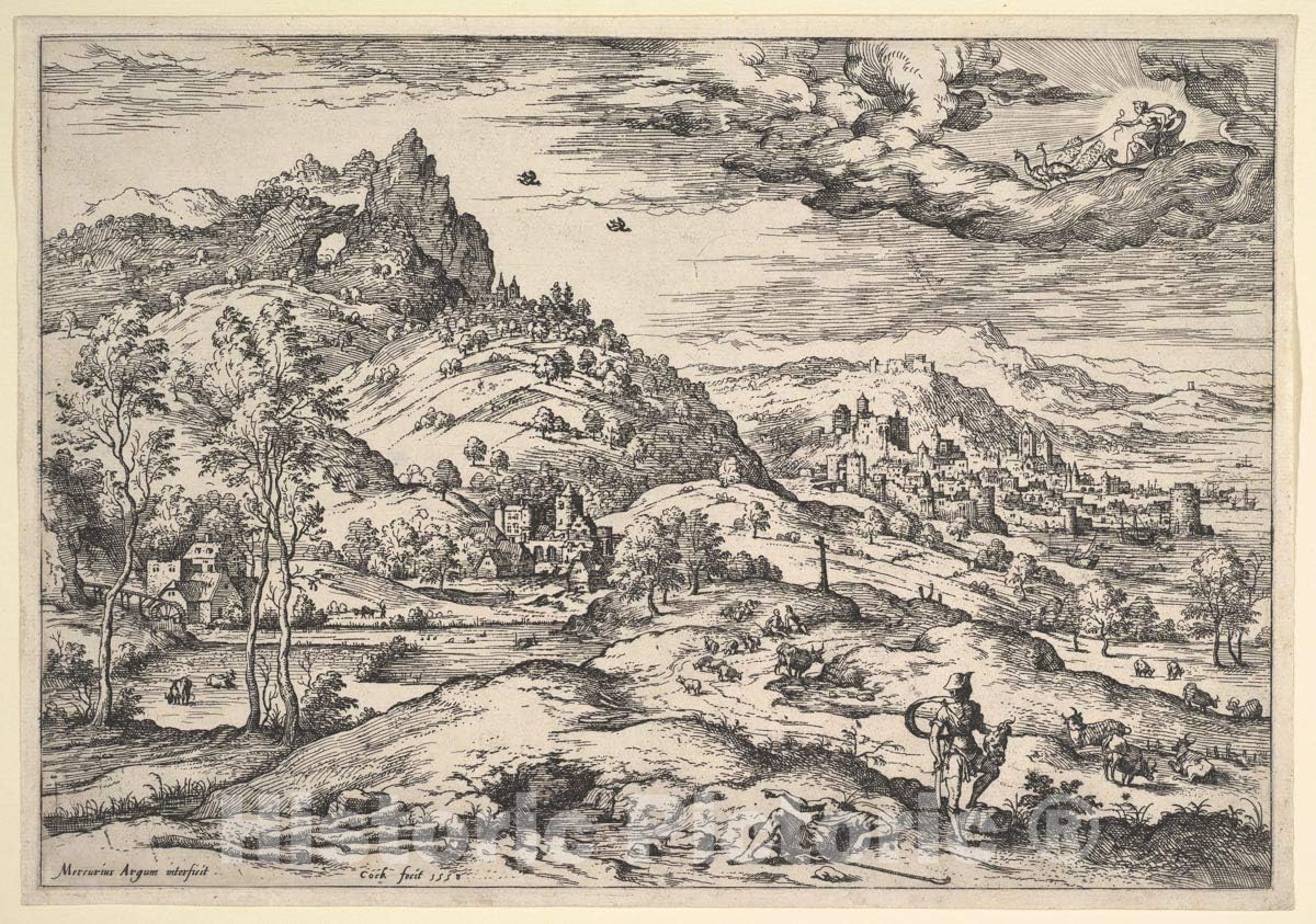 Art Print : Hieronymus Cock - Landscape with Mercury Holding Argus's Head : Vintage Wall Décor : 24in x 16in