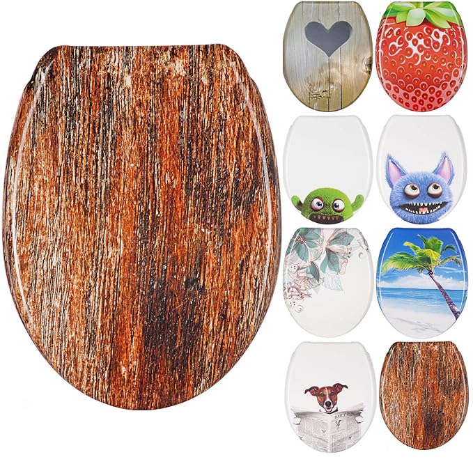 Goods & Gadgets WC Sitz mit Absenkautomatik, Duroplast Toilettendeckel, Softclose Klobrille - Motiv Holz-Optik Design Dekor