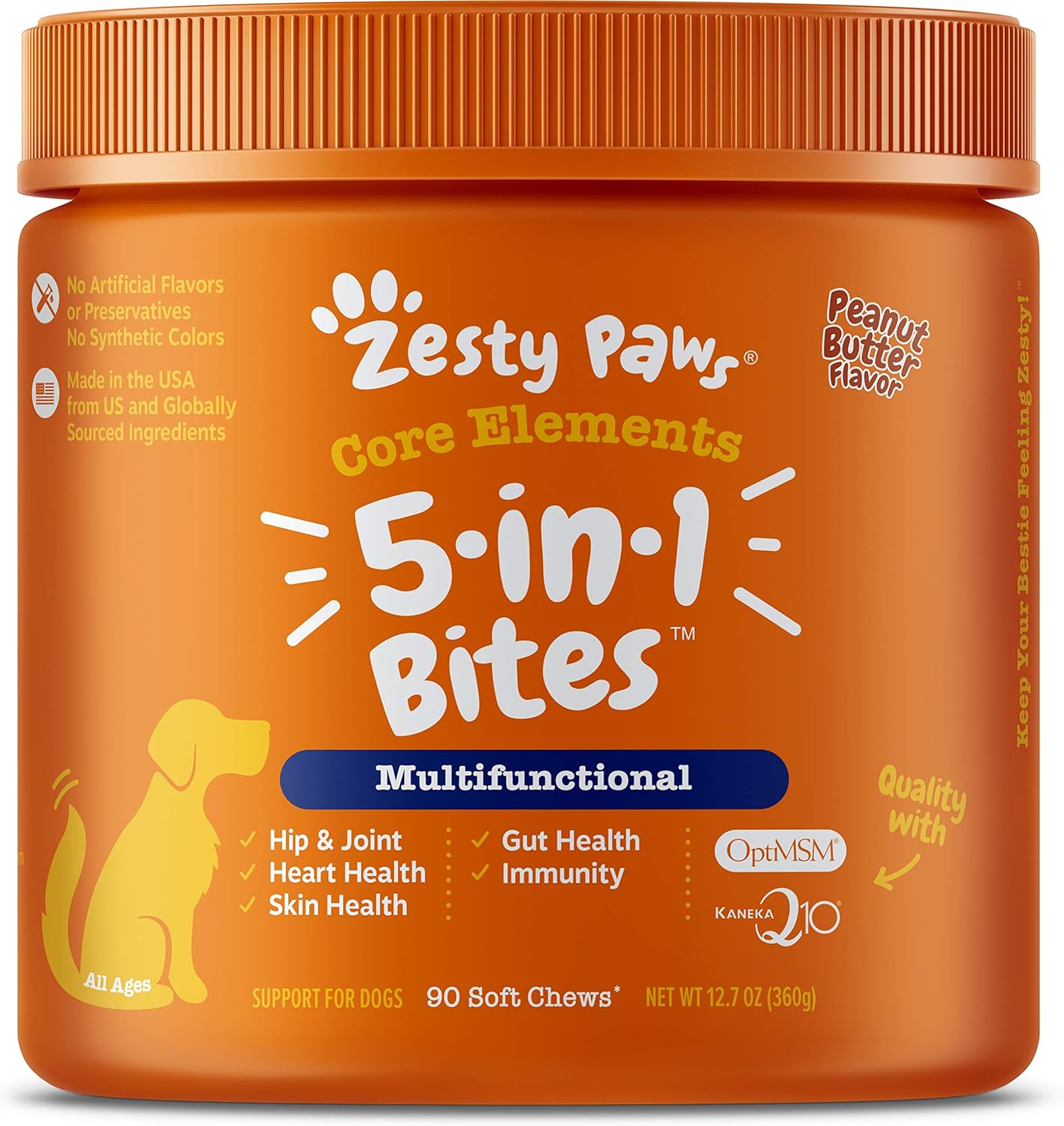 Zesty Paws, 5in1 Multivitamin Bites for Dogs, All Ages, Peanut Butter