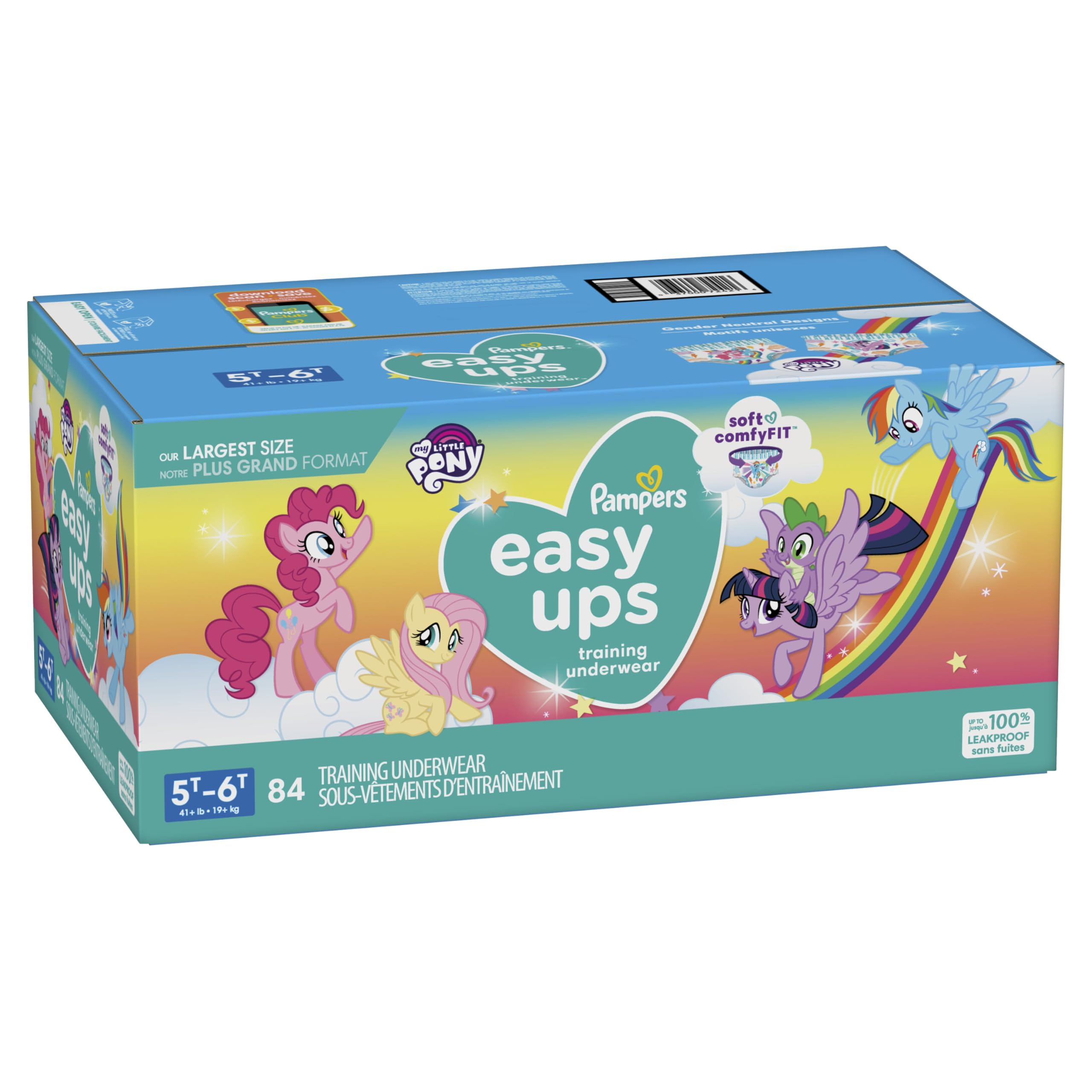 Pampers Training Pants - Easy Ups Girls & Boys - Size 5T-6T, 84 Count, Easy Pull Up & Down Design, My Little Pony Potty Underwear (Packaging May Vary)
